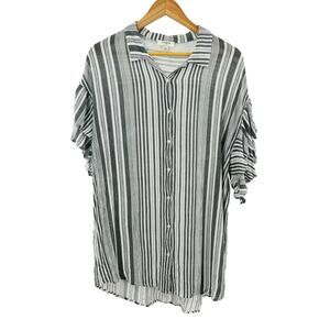 Umgee Grey White Flowy Flutter Sleeve Oversized Top‎ Dress Size Small